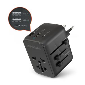 WorldCharge Universal Travel Adapter with USB-C | Black